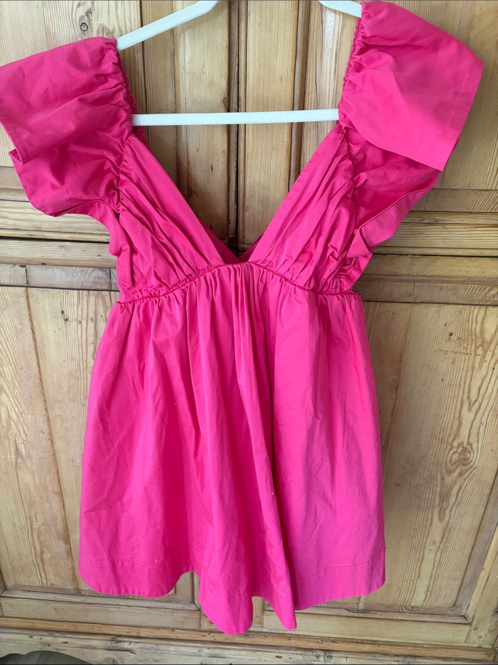 For Love And Lemons Hot Pink Ruffle-Sleeve Casual Dress